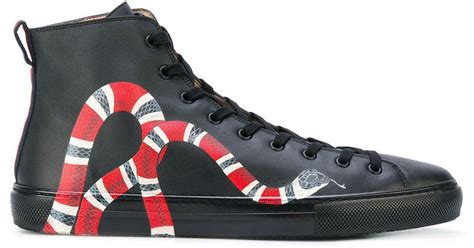 leather high-top with snake gucci|gucci men's shoes.